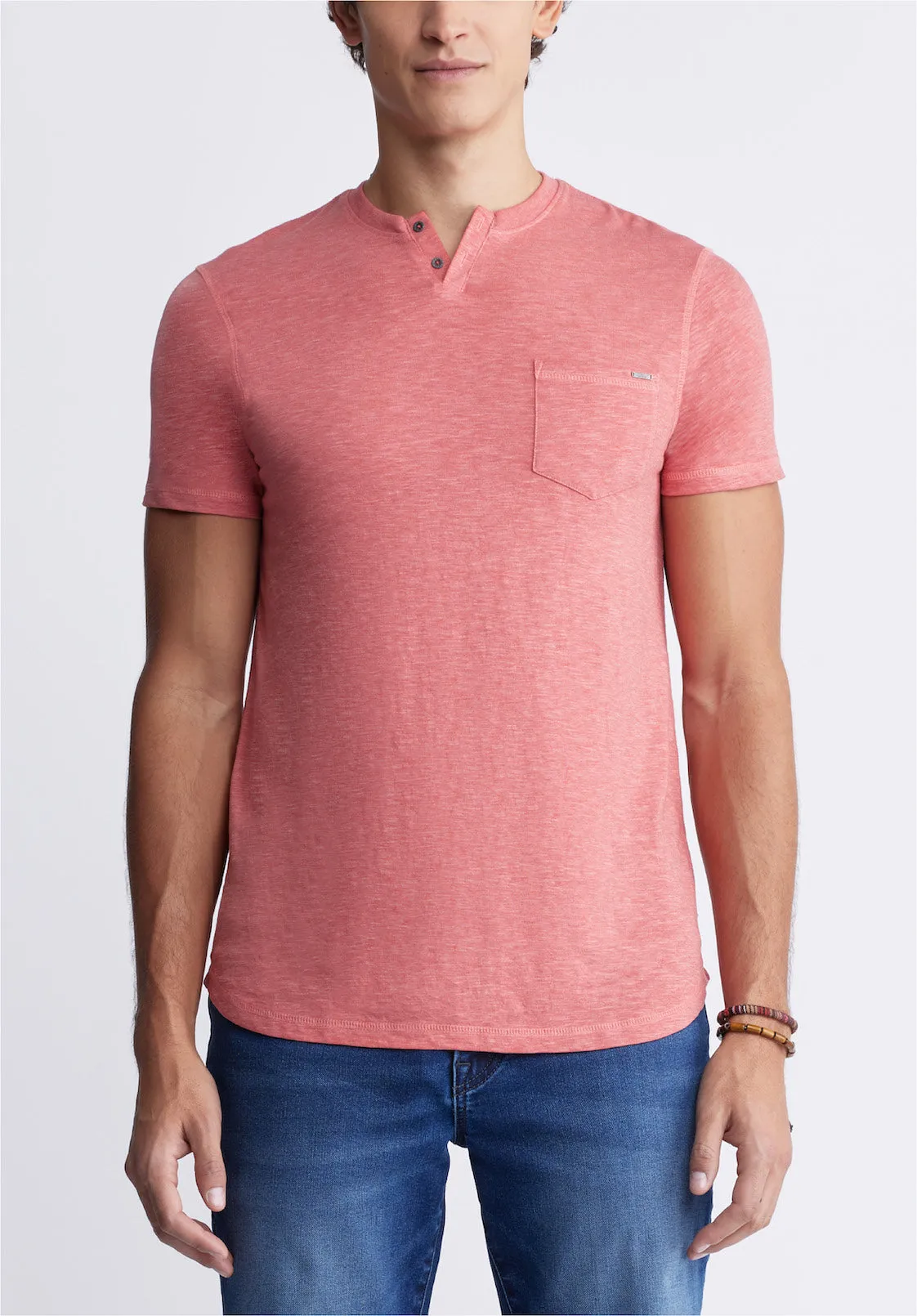 Kadyo Men's Pocket Henley Top in Mineral Red - BM24345 sold by Buffalo David Bitton