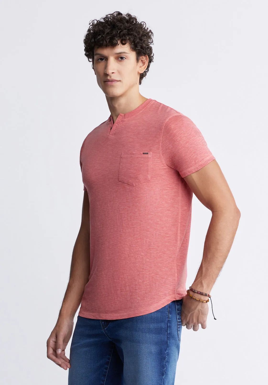 Kadyo Men's Pocket Henley Top in Mineral Red - BM24345 sold by Buffalo David Bitton product image thumbnail 3