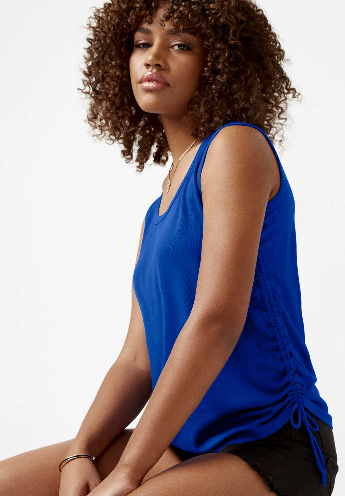 Muriel Blue Ruched Women’s Tank Top - KT0046S sold by Buffalo David Bitton product image thumbnail 5