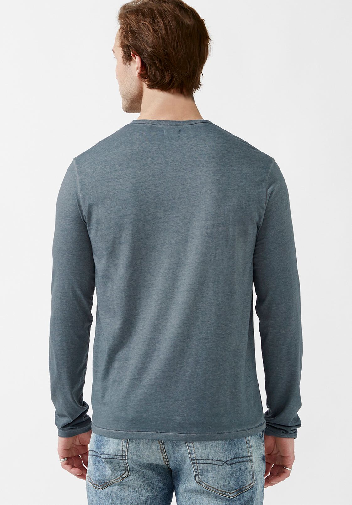 Kaduk Men's Long-Sleeve Burnout Henley Top in Mirage Blue - BM23992 sold by Buffalo David Bitton product image thumbnail 2