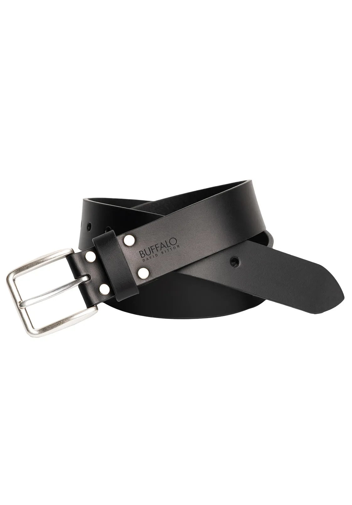 Smooth Full Grain Black Buffalo Leather Belt - BB1001C04 sold by Buffalo David Bitton