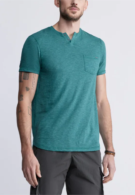 Kadyo Men's Pocket Henley Top in Aventurine Green - BM24345 sold by Buffalo David Bitton