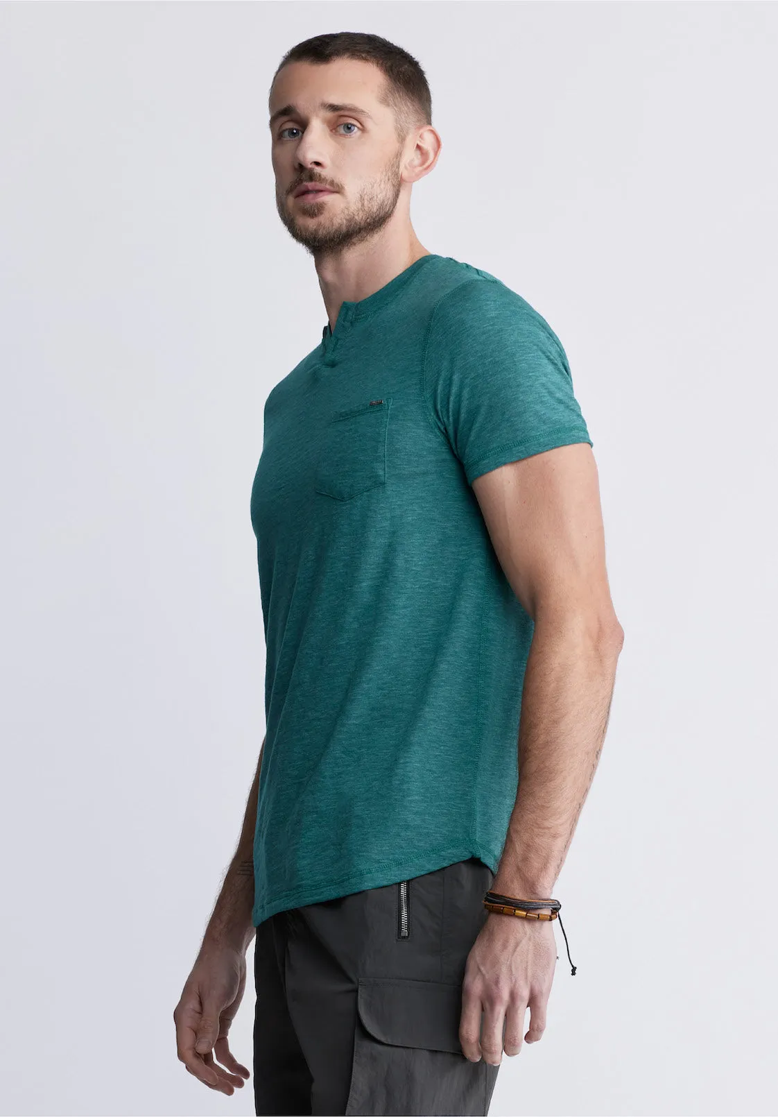 Kadyo Men's Pocket Henley Top in Aventurine Green - BM24345 sold by Buffalo David Bitton product image thumbnail 3