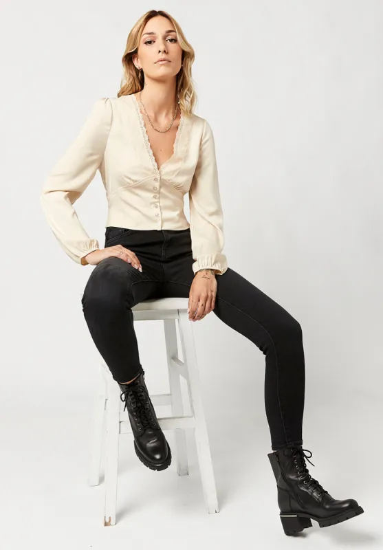 Raquel Lace Trim Blouse - WT0102F sold by Buffalo David Bitton