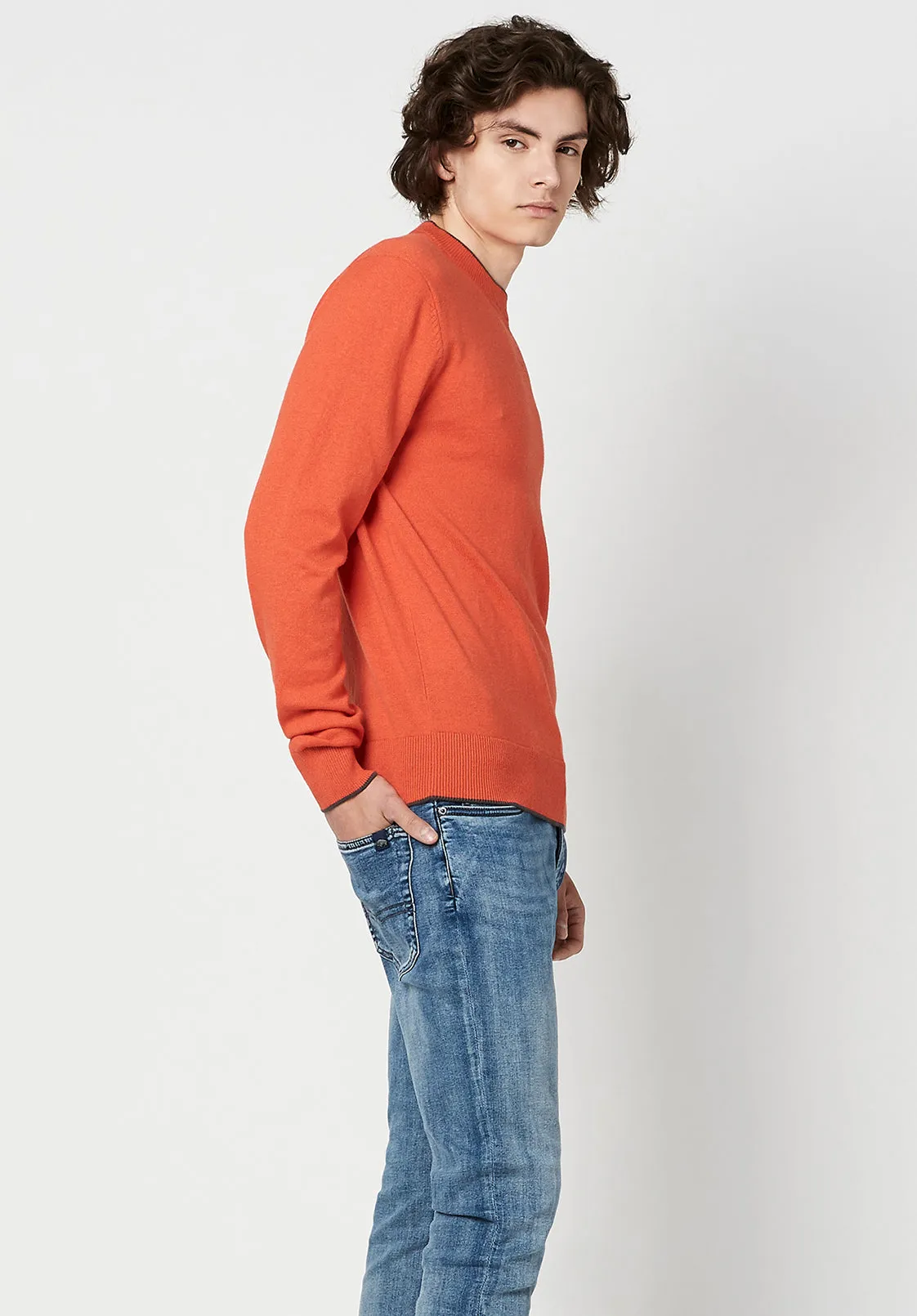 Wiquip Men's Merino Wool Sweater in Orange - BM23686 sold by Buffalo David Bitton product image thumbnail 3
