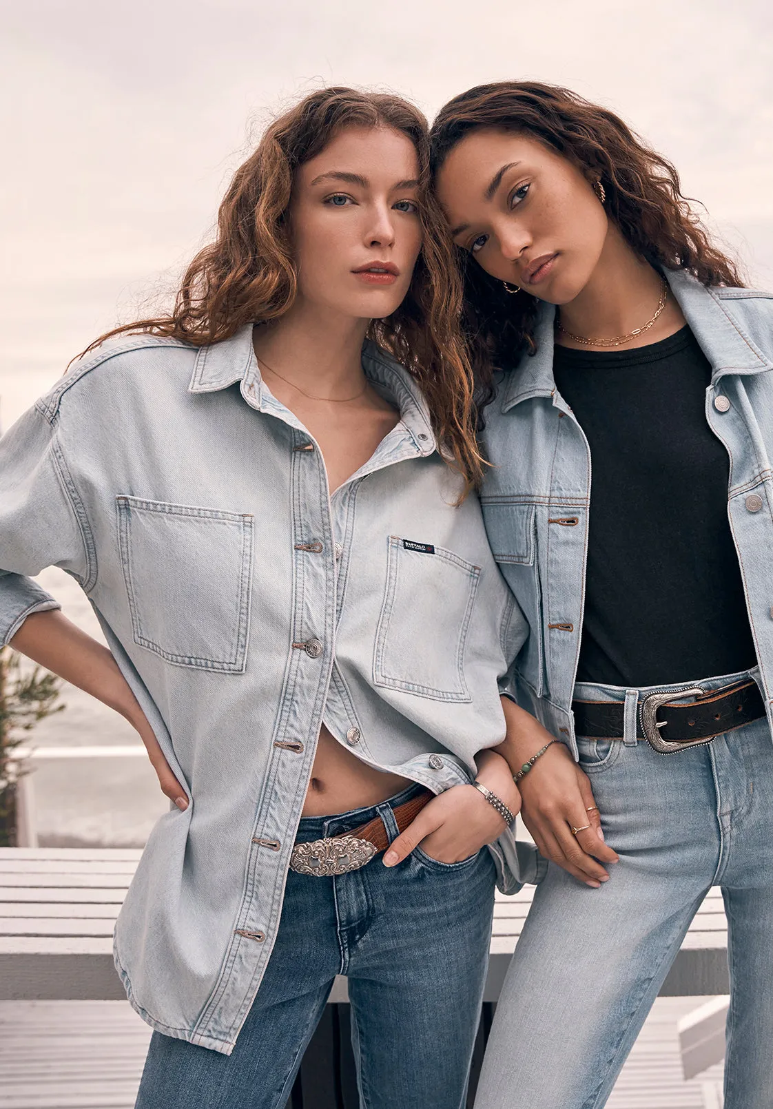 Sydney Women's Shirt Jacket in Vintage blue - BL15947 sold by Buffalo David Bitton product image thumbnail 2