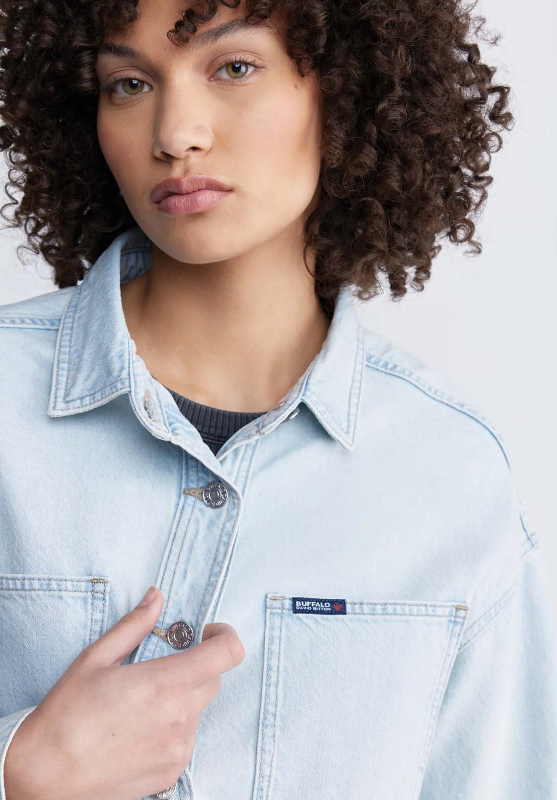 Sydney Women's Shirt Jacket in Vintage blue - BL15947 sold by Buffalo David Bitton product image thumbnail 3