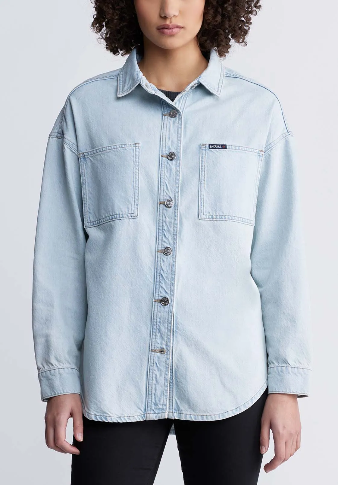 Sydney Women's Shirt Jacket in Vintage blue - BL15947 sold by Buffalo David Bitton