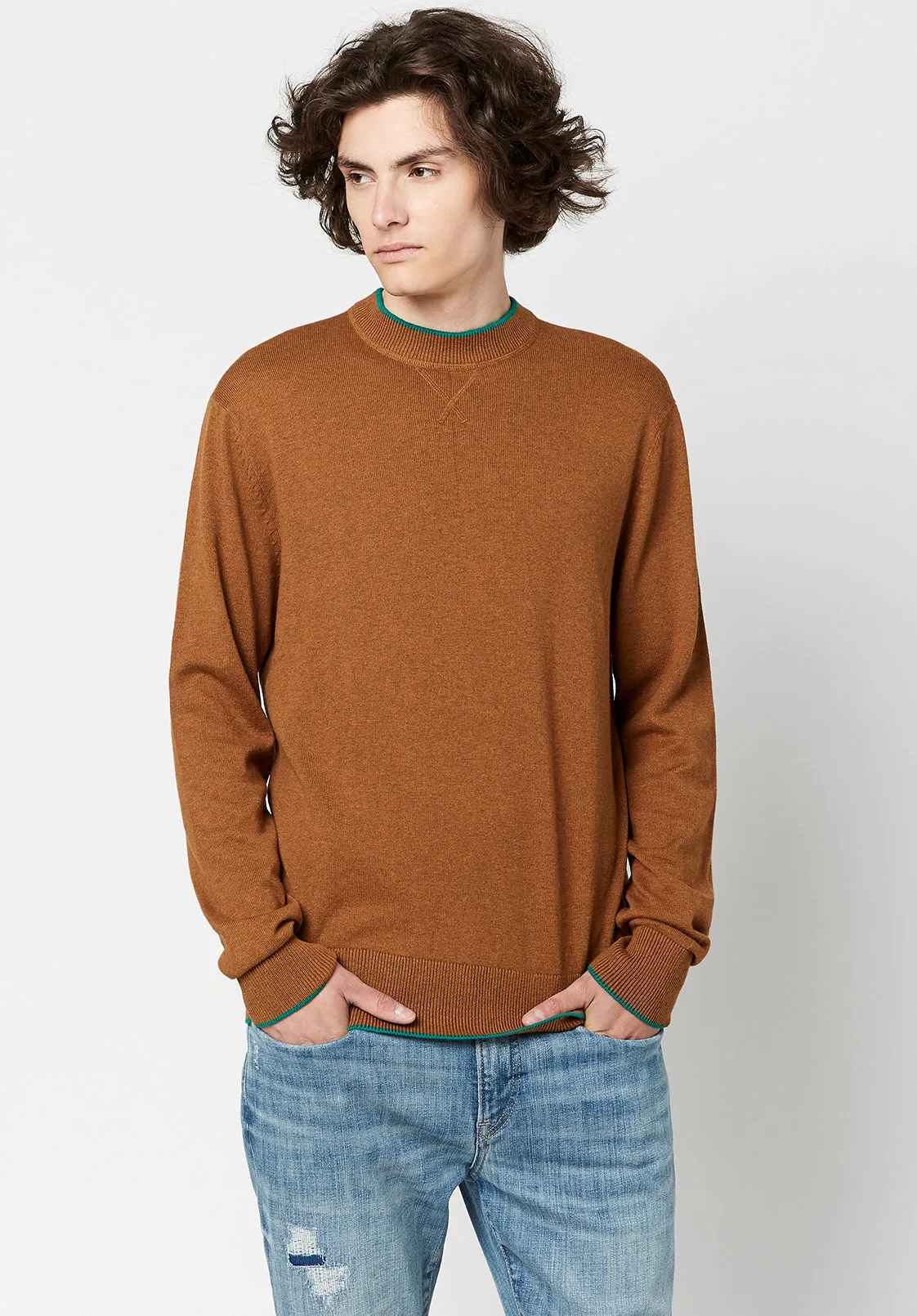Wiquip Men's Merino Wool Sweater in Caramel - BM23686 sold by Buffalo David Bitton