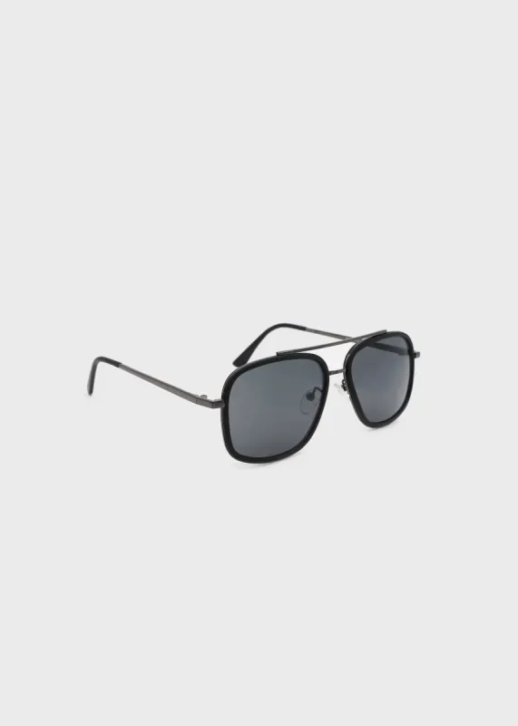 Moto Square Sunglasses in Matte Black - B0003SBLK sold by Buffalo David Bitton