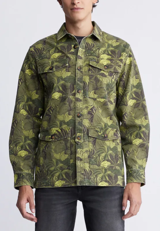 Jicama Men's Shirt Jacket in Sphagnum Green Print - BM24340 sold by Buffalo David Bitton