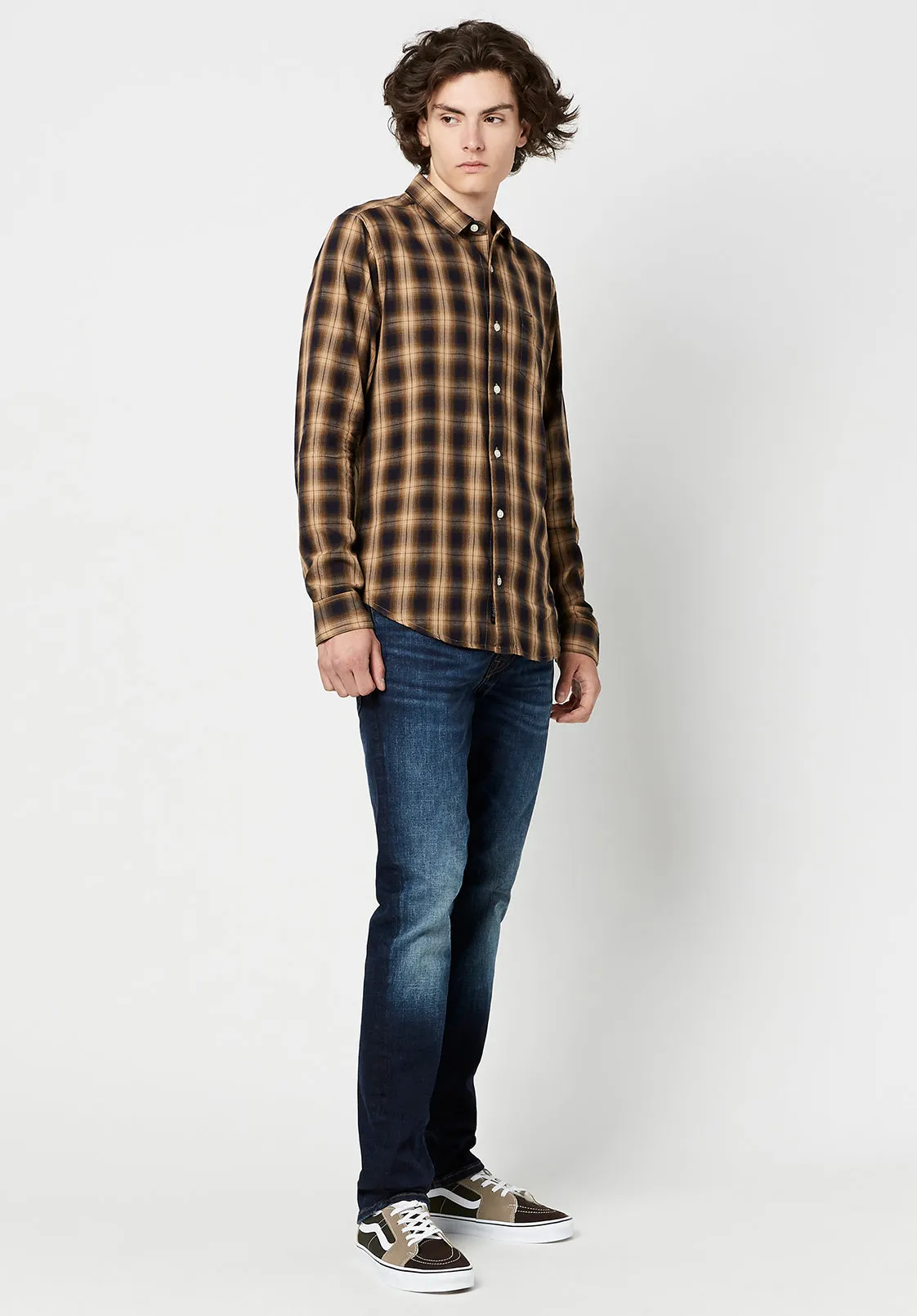 Twill Sonb Brown Plaid Shirt - BM23674 sold by Buffalo David Bitton product image thumbnail 3