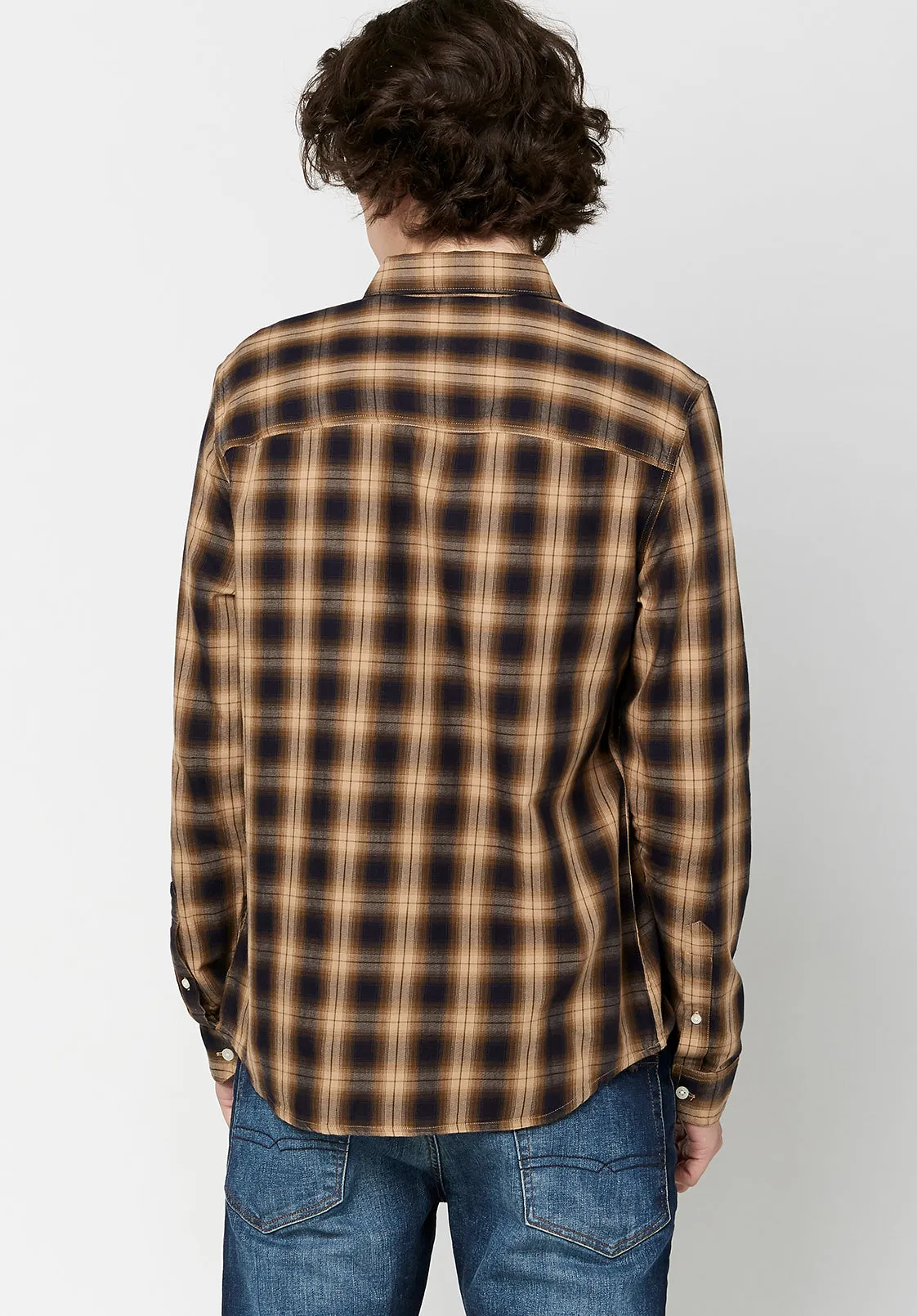 Twill Sonb Brown Plaid Shirt - BM23674 sold by Buffalo David Bitton product image thumbnail 2