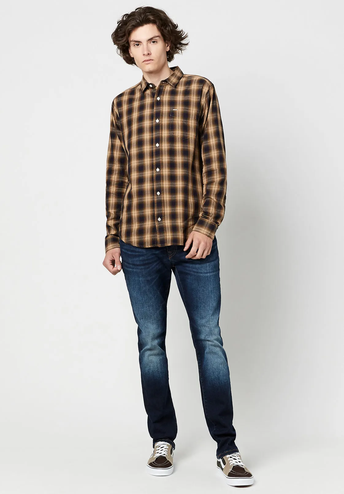 Twill Sonb Brown Plaid Shirt - BM23674 sold by Buffalo David Bitton product image thumbnail 4