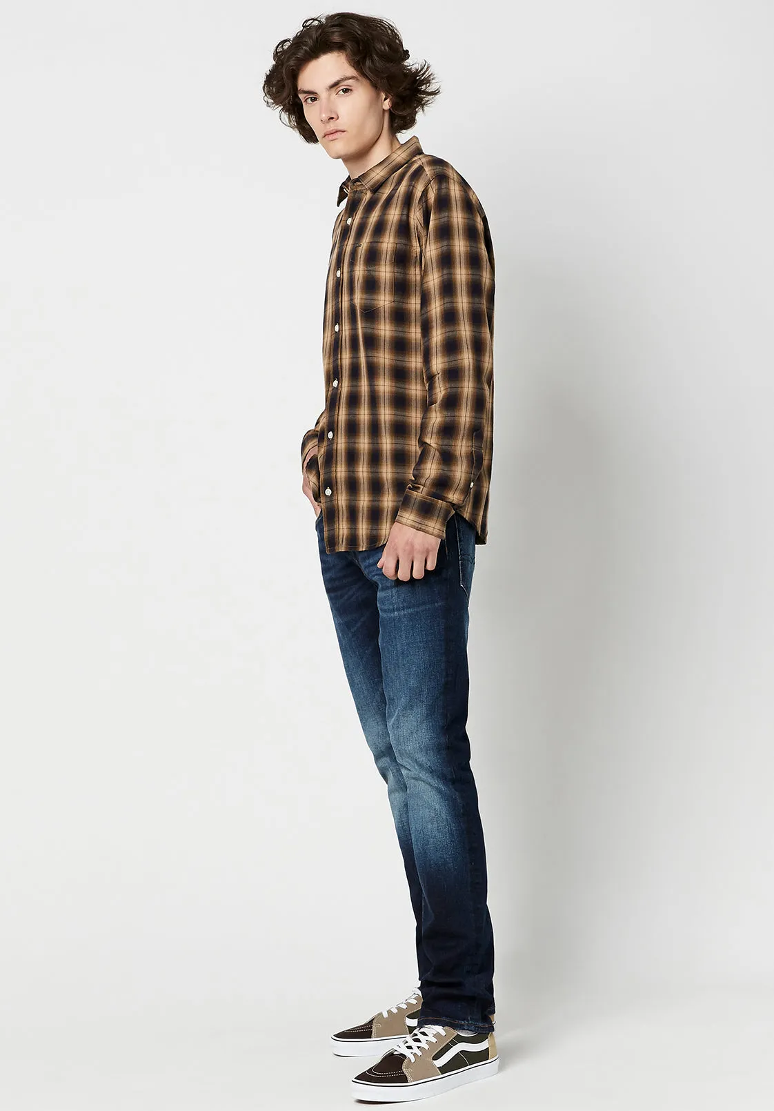 Twill Sonb Brown Plaid Shirt - BM23674 sold by Buffalo David Bitton product image thumbnail 5