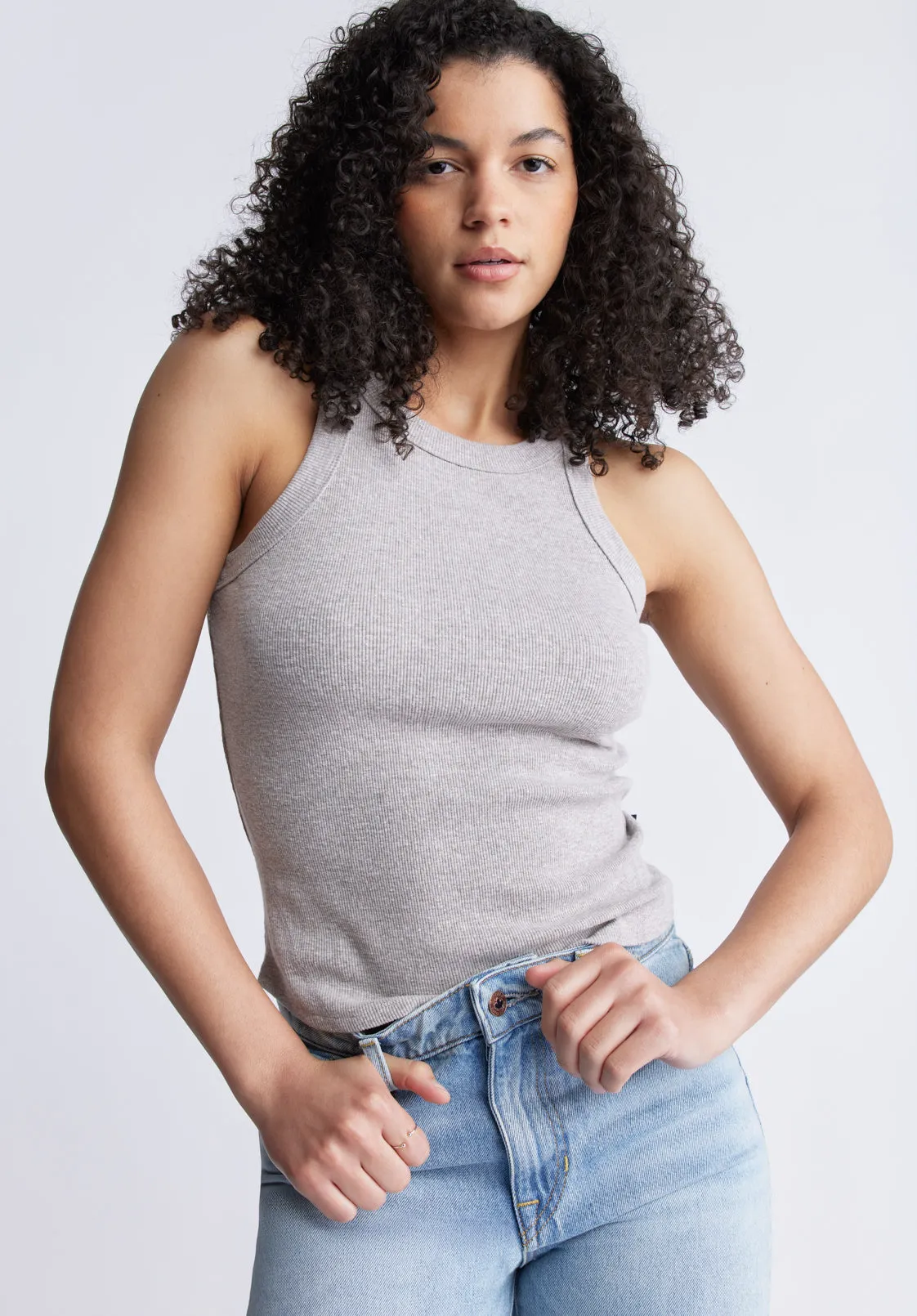 Regine Women's Ribbed Tank Top, Heather Grey - KT0141S sold by Buffalo David Bitton product image thumbnail 2