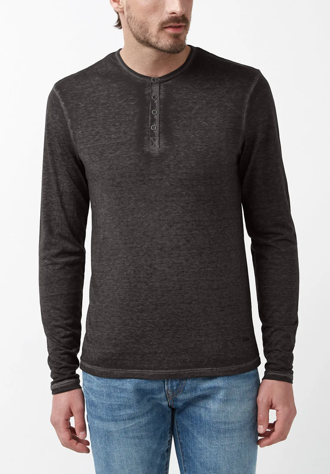 Kaduk Men's Long-Sleeve Henley Top in Black - BM24041 sold by Buffalo David Bitton