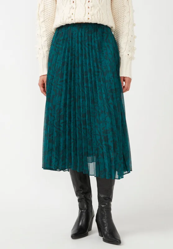 Roux Pleated Women's Skirt in Fall Floral Green - WS0004F sold by Buffalo David Bitton