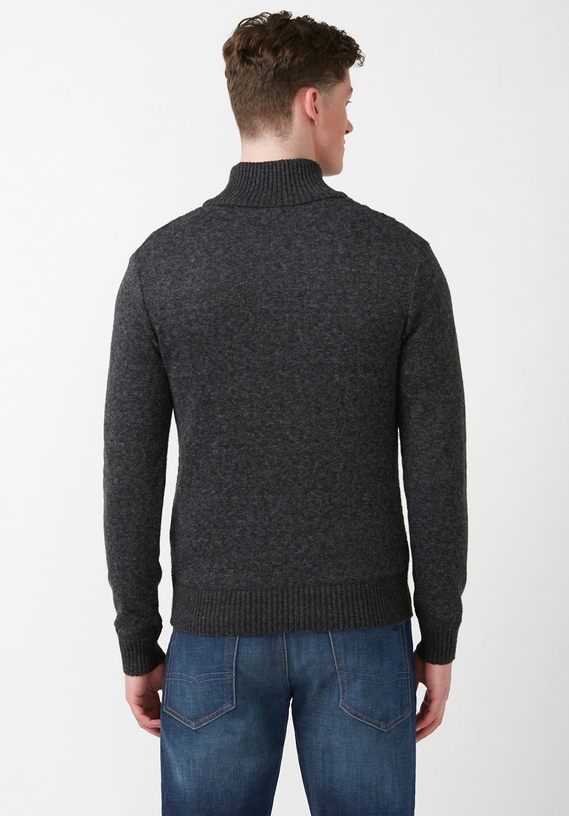 Watcher Men's Cable Knit Henley Sweater, Dark Grey - BPM14163 sold by Buffalo David Bitton product image thumbnail 2