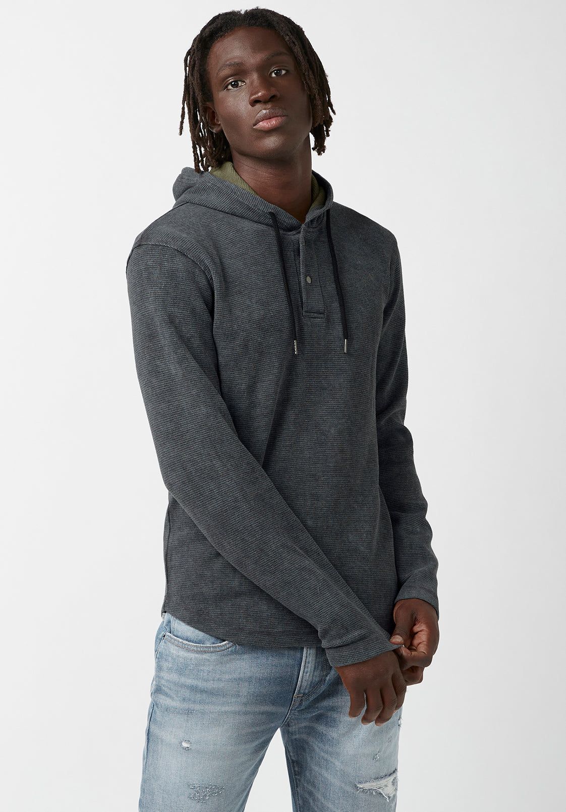 Kafom Men’s Hoodie Top in Dark Grey - BM24032 sold by Buffalo David Bitton product image thumbnail 4