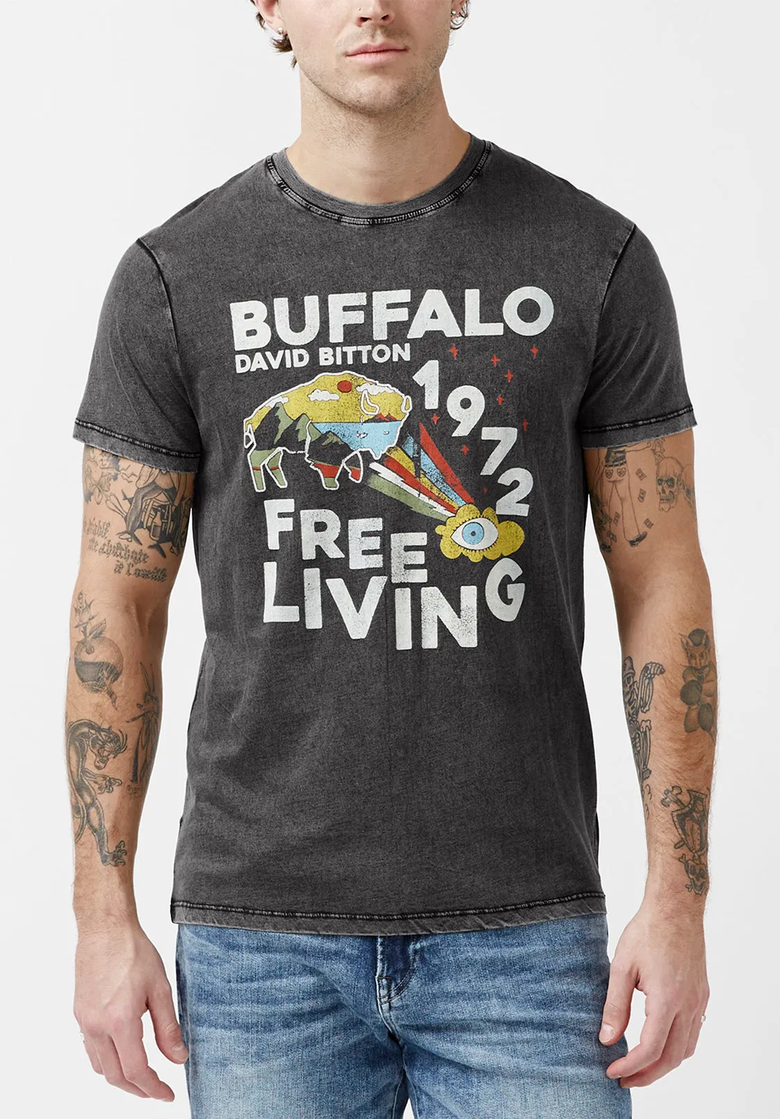 Tatew Black Short-Sleeve Men’s T-Shirt - BM23974 sold by Buffalo David Bitton