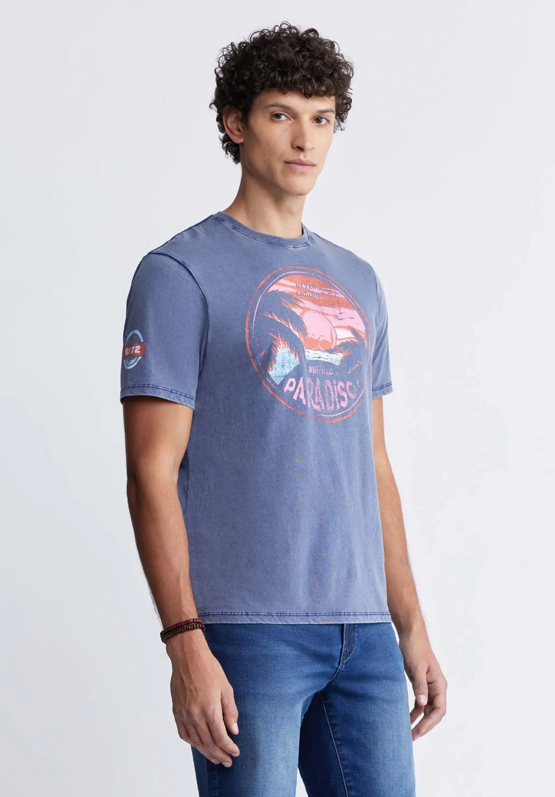 Ticross Men's Printed T-shirt in Blue Depths - BM24319 sold by Buffalo David Bitton product image thumbnail 4