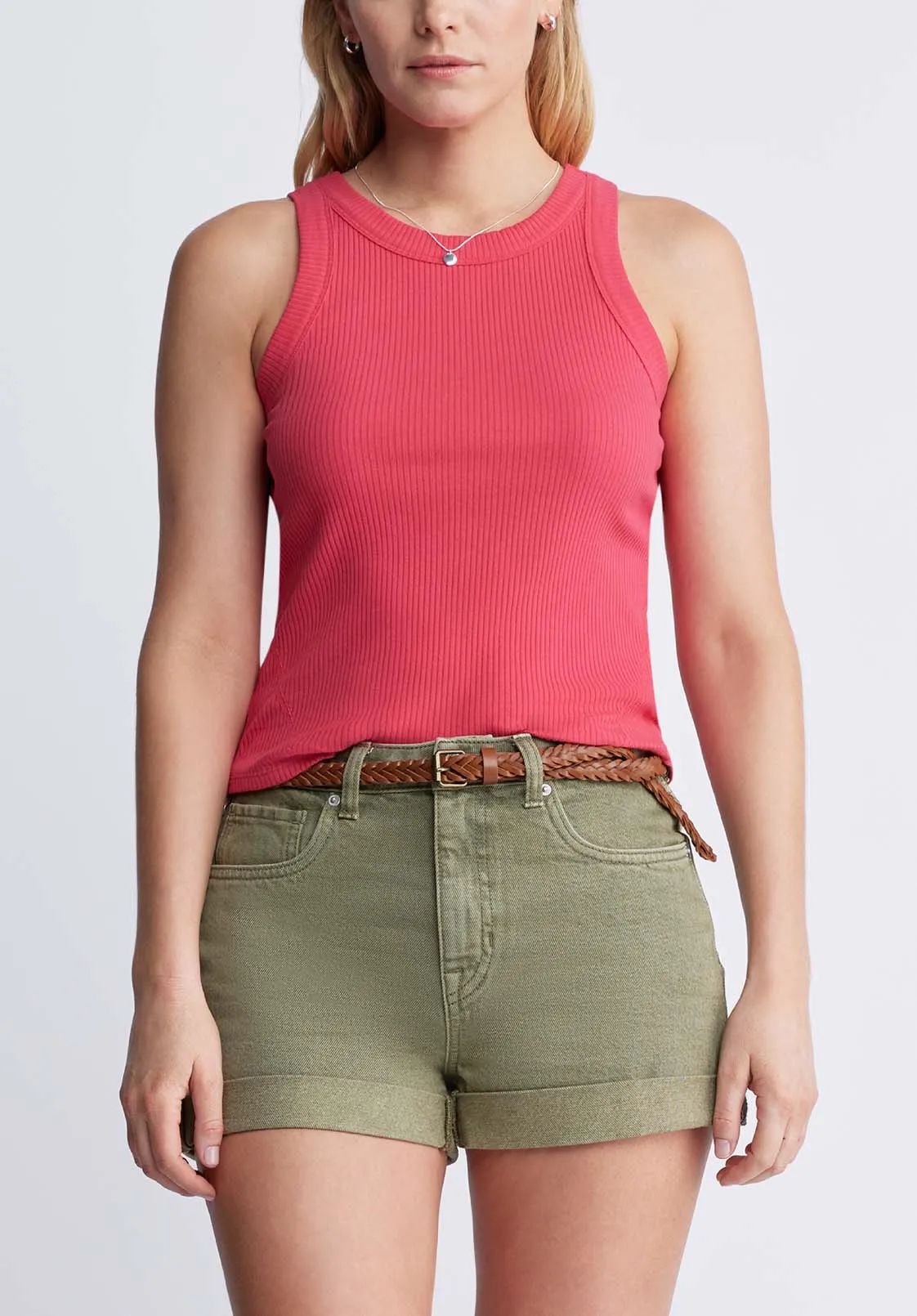 Regine Women’s Ribbed Tank Top in Magenta - KT0119P sold by Buffalo David Bitton