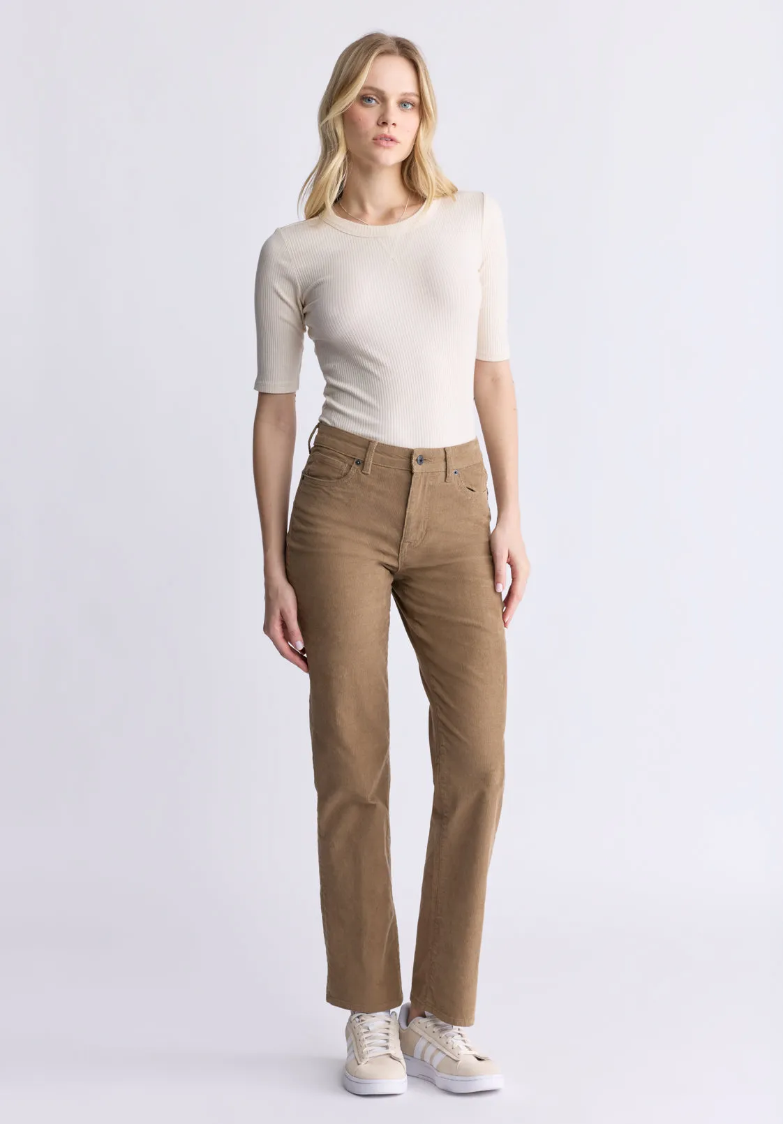Mid Rise Straight Mary Women's Pants, Rinse Washed Beige - BL16007 sold by Buffalo David Bitton product image thumbnail 4
