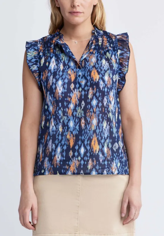 Cinza Women’s Sleeveless Printed Top in Navy - WT0099P sold by Buffalo David Bitton