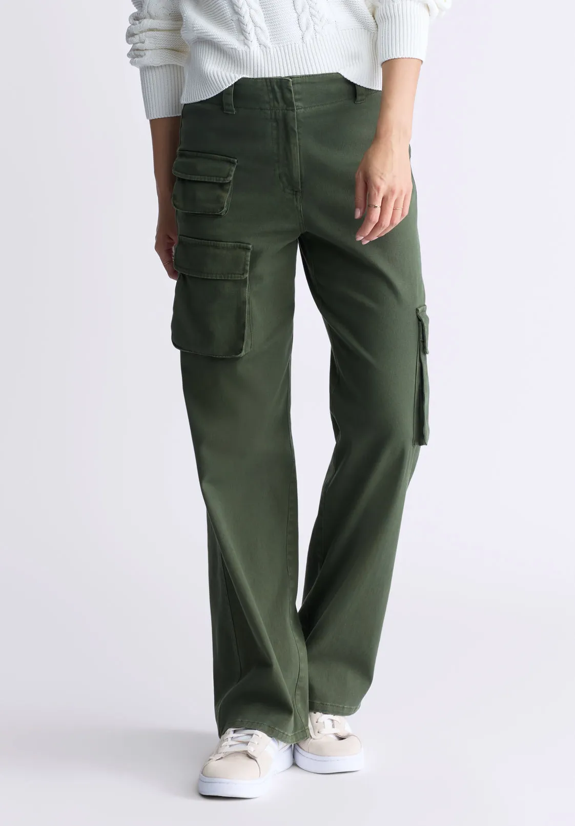Fellie Women's Cargo Pants, Dark Green - WB0008F sold by Buffalo David Bitton
