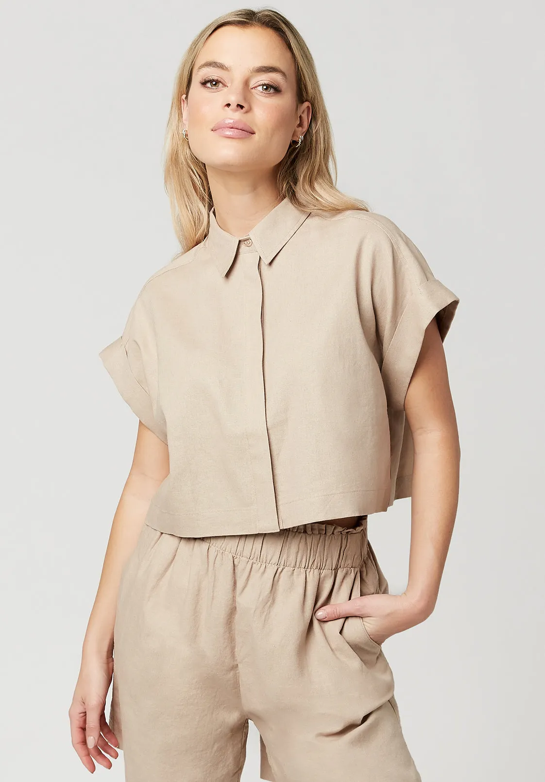 Cropped Breeze Linen Top - WT0306P sold by Buffalo David Bitton