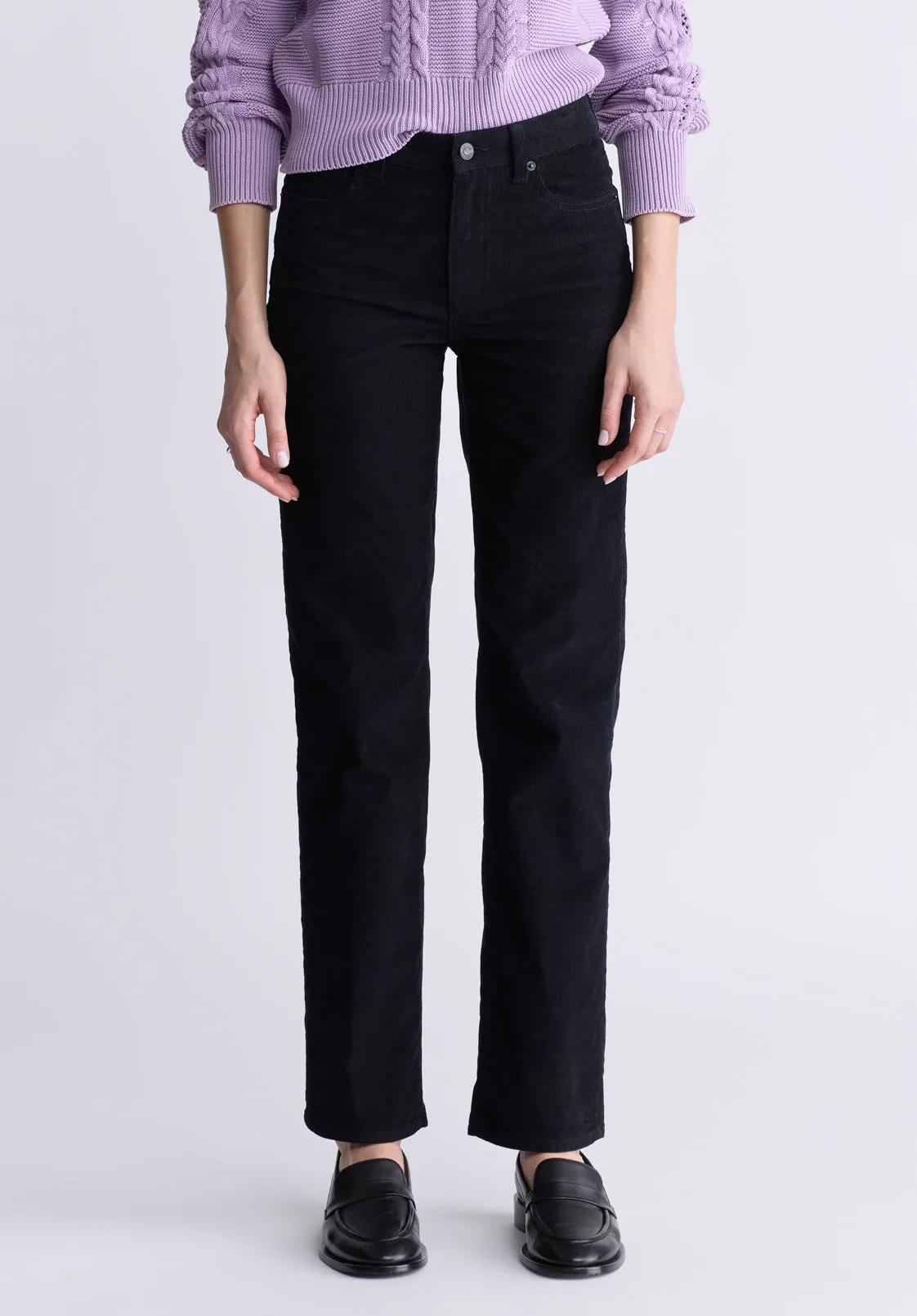 Mid Rise Straight Mary Women's Pants, Rinse Washed Black - BL16007 sold by Buffalo David Bitton