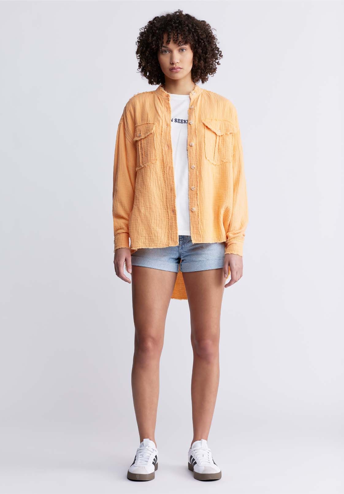 Taylee Women’s Oversized Blouse in Tangerine - WT0089P sold by Buffalo David Bitton product image thumbnail 5