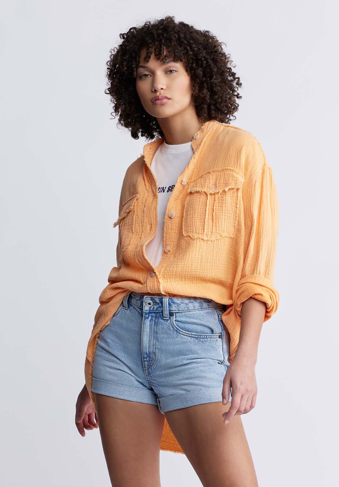 Taylee Women’s Oversized Blouse in Tangerine - WT0089P sold by Buffalo David Bitton product image thumbnail 2