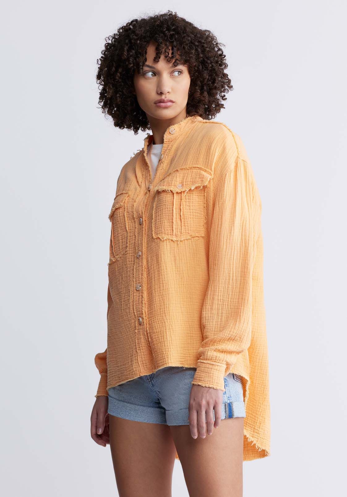 Taylee Women’s Oversized Blouse in Tangerine - WT0089P sold by Buffalo David Bitton product image thumbnail 4