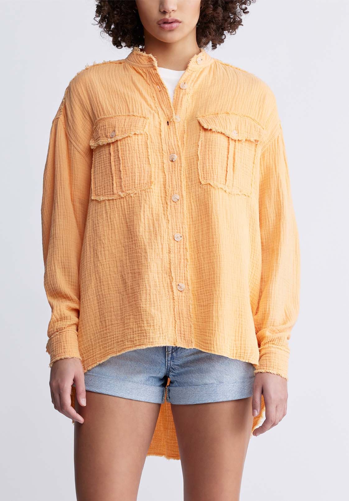 Taylee Women’s Oversized Blouse in Tangerine - WT0089P sold by Buffalo David Bitton