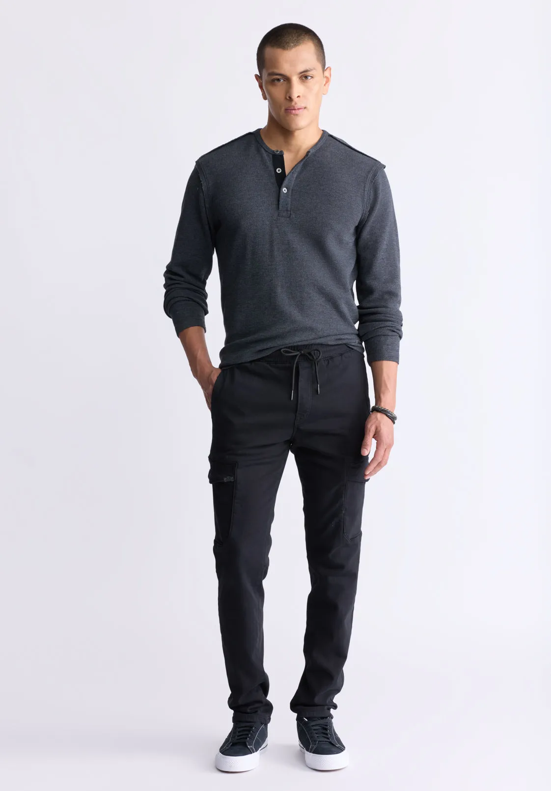 Kipato Men's Long-Sleeve Henley Top, Black - BM24434 sold by Buffalo David Bitton product image thumbnail 5