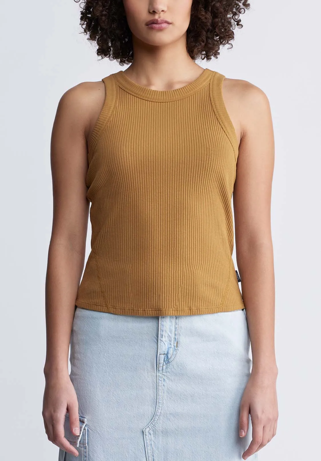 Regine Women’s Ribbed Tank Top in Tan - KT0119P sold by Buffalo David Bitton