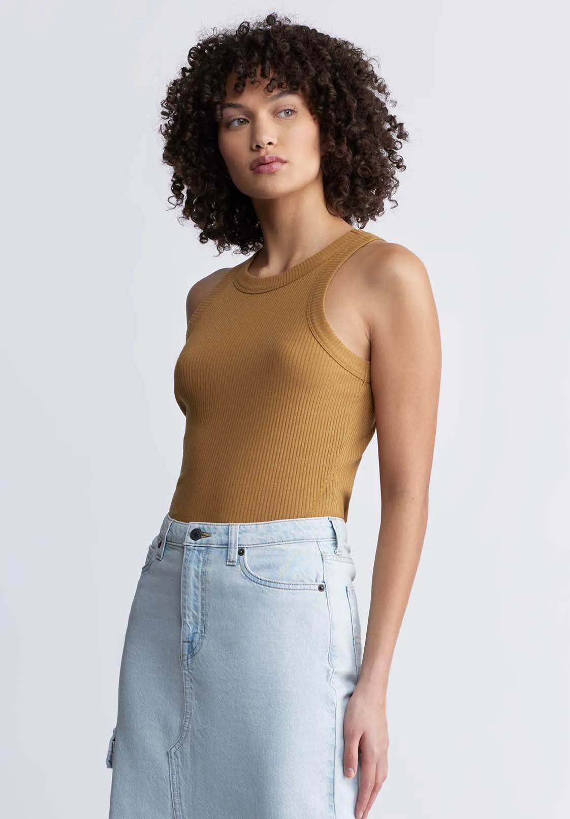 Regine Women’s Ribbed Tank Top in Tan - KT0119P sold by Buffalo David Bitton product image thumbnail 3