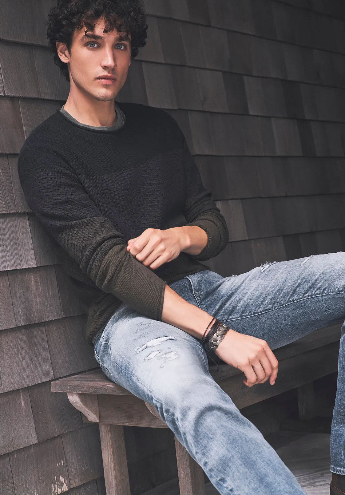 Wakoni Men’s Sweater in Dark Green Combo - BM24015 sold by Buffalo David Bitton product image thumbnail 2