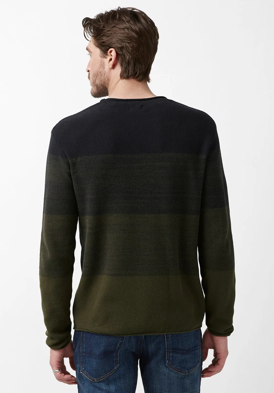 Wakoni Men’s Sweater in Dark Green Combo - BM24015 sold by Buffalo David Bitton product image thumbnail 3
