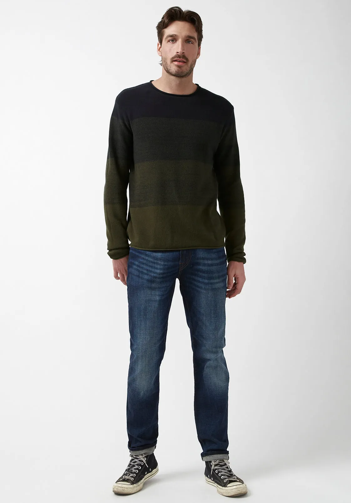 Wakoni Men’s Sweater in Dark Green Combo - BM24015 sold by Buffalo David Bitton product image thumbnail 5