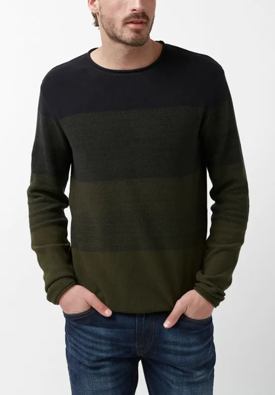 Wakoni Men’s Sweater in Dark Green Combo - BM24015 sold by Buffalo David Bitton