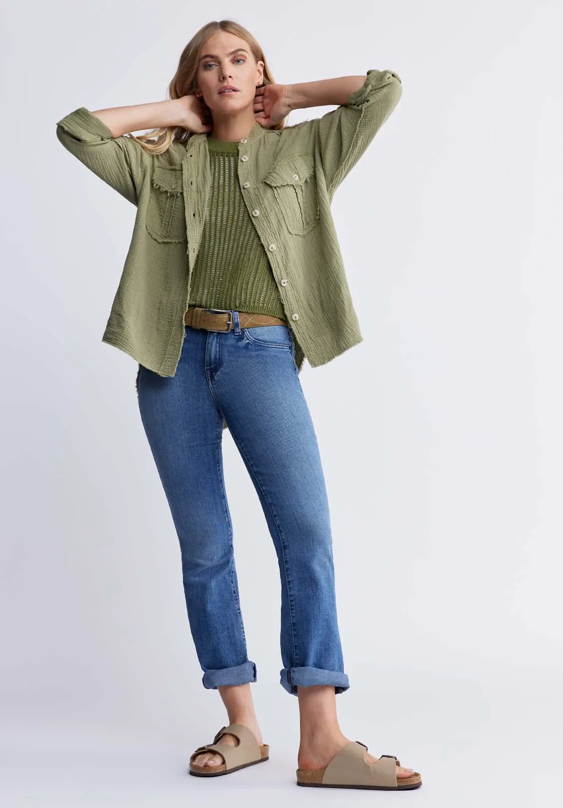Taylee Women’s Oversized Blouse in Olive Green - WT0089P sold by Buffalo David Bitton product image thumbnail 4