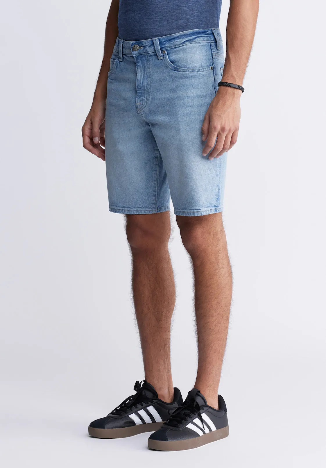 Relaxed Straight Dean Men's Denim Shorts in Authentic Worn Wash - BM22952 sold by Buffalo David Bitton product image thumbnail 2