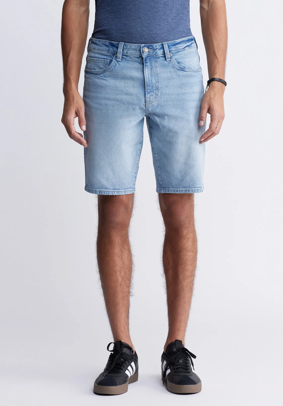 Relaxed Straight Dean Men's Denim Shorts in Authentic Worn Wash - BM22952 sold by Buffalo David Bitton