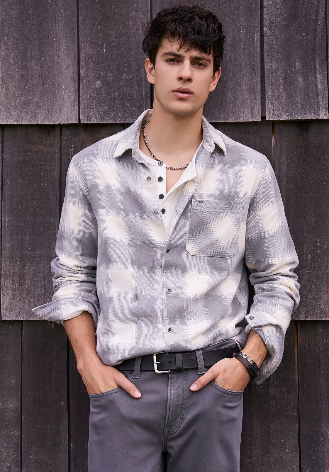 Sinclair Men's Long-Sleeve Plaid Shirt, Grey - BM24428 sold by Buffalo David Bitton product image thumbnail 2