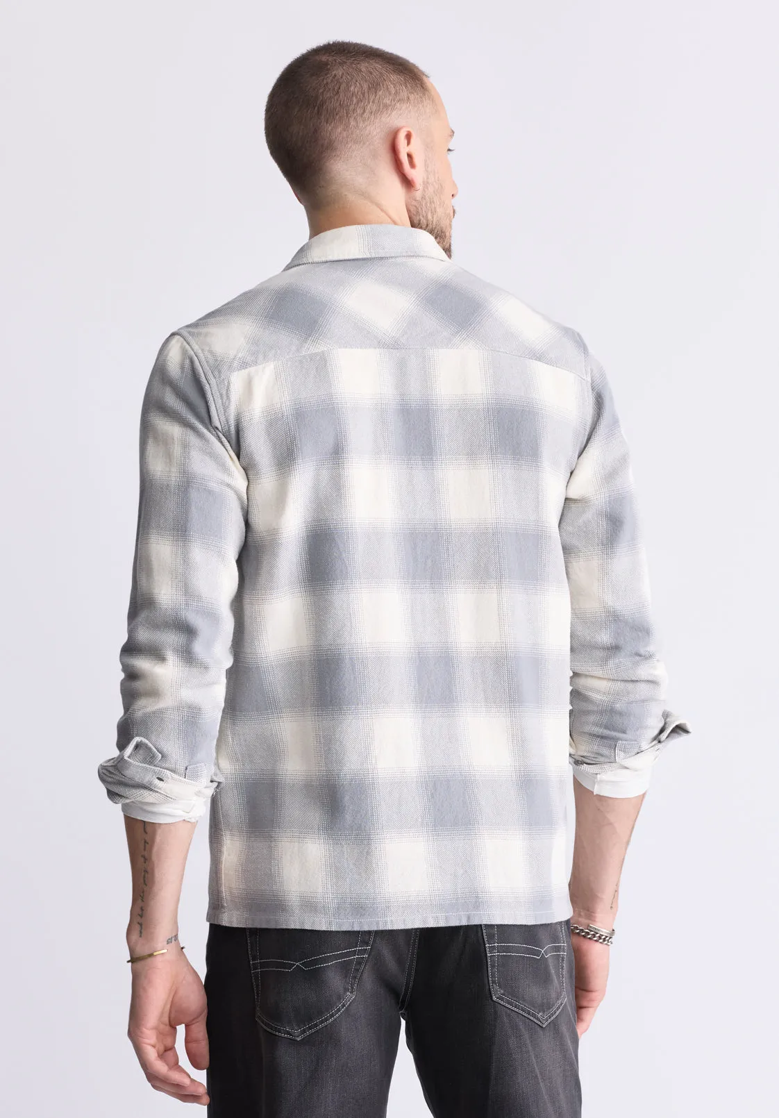 Sinclair Men's Long-Sleeve Plaid Shirt, Grey - BM24428 sold by Buffalo David Bitton product image thumbnail 5