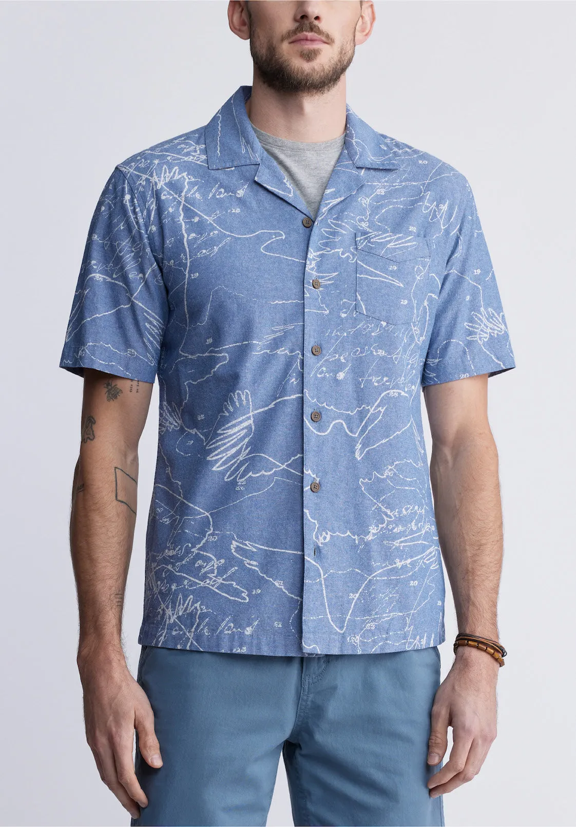 Sirvan Men's Short Sleeve Cuban Shirt in Indigo Blue - BM24302 sold by Buffalo David Bitton