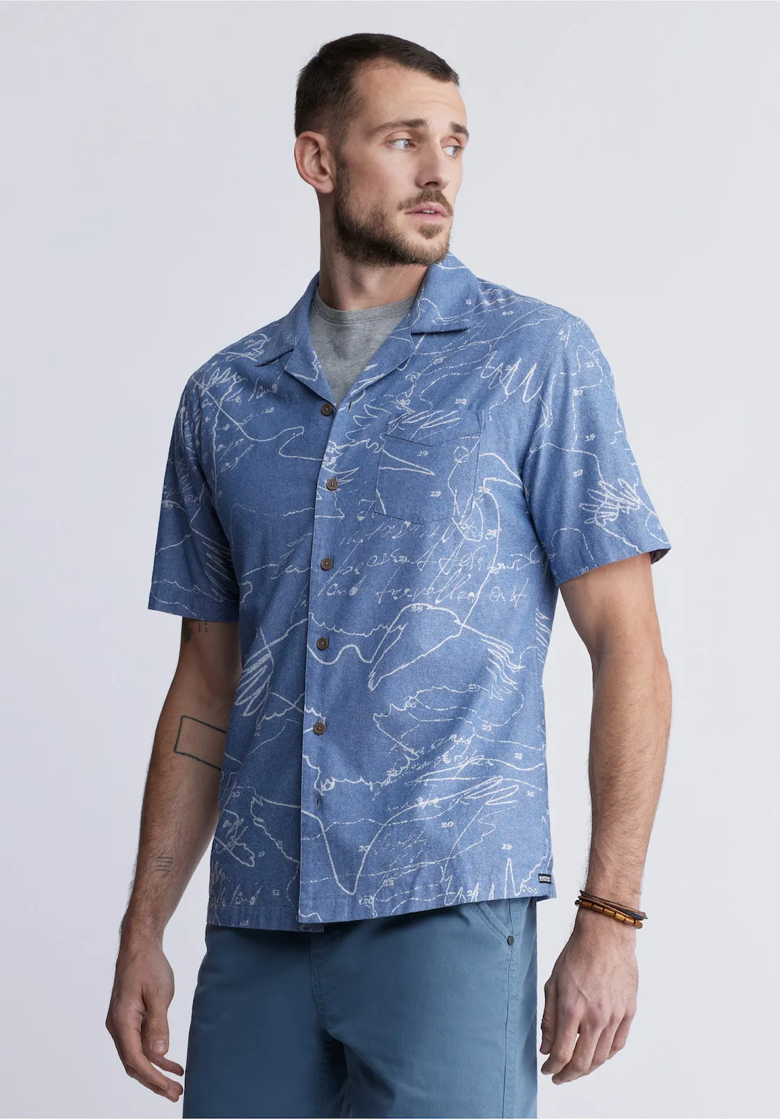 Sirvan Men's Short Sleeve Cuban Shirt in Indigo Blue - BM24302 sold by Buffalo David Bitton product image thumbnail 3